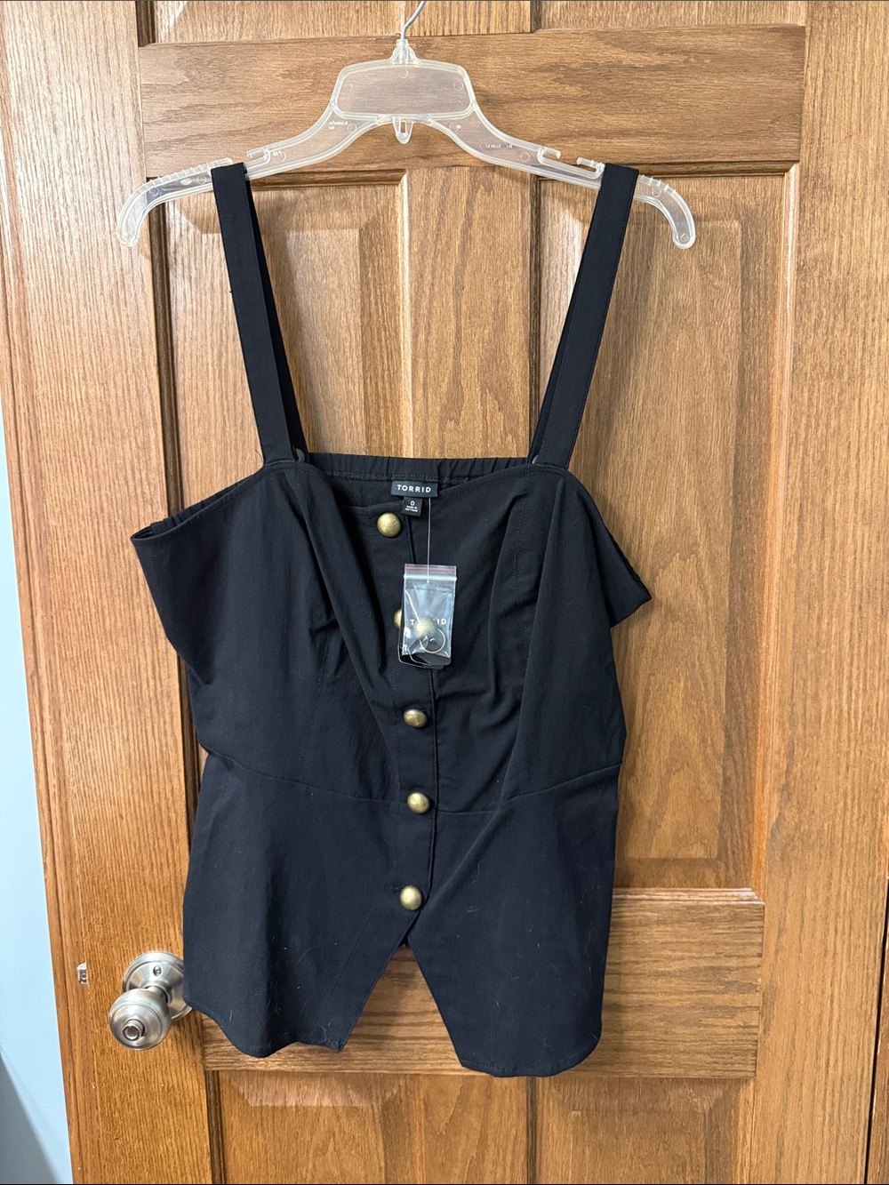 torrid Black Corset-Style Button Top with Gold Accents